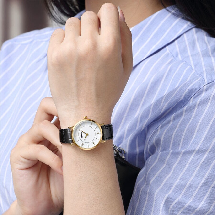 Large White Dial Leather Watch With Pin-Buckle Fastening Large White Dial Leather Watch With Pin-Buckle Fastening