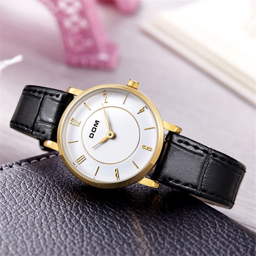 Large White Dial Leather Watch With Pin-Buckle Fastening Large White Dial Leather Watch With Pin-Buckle Fastening