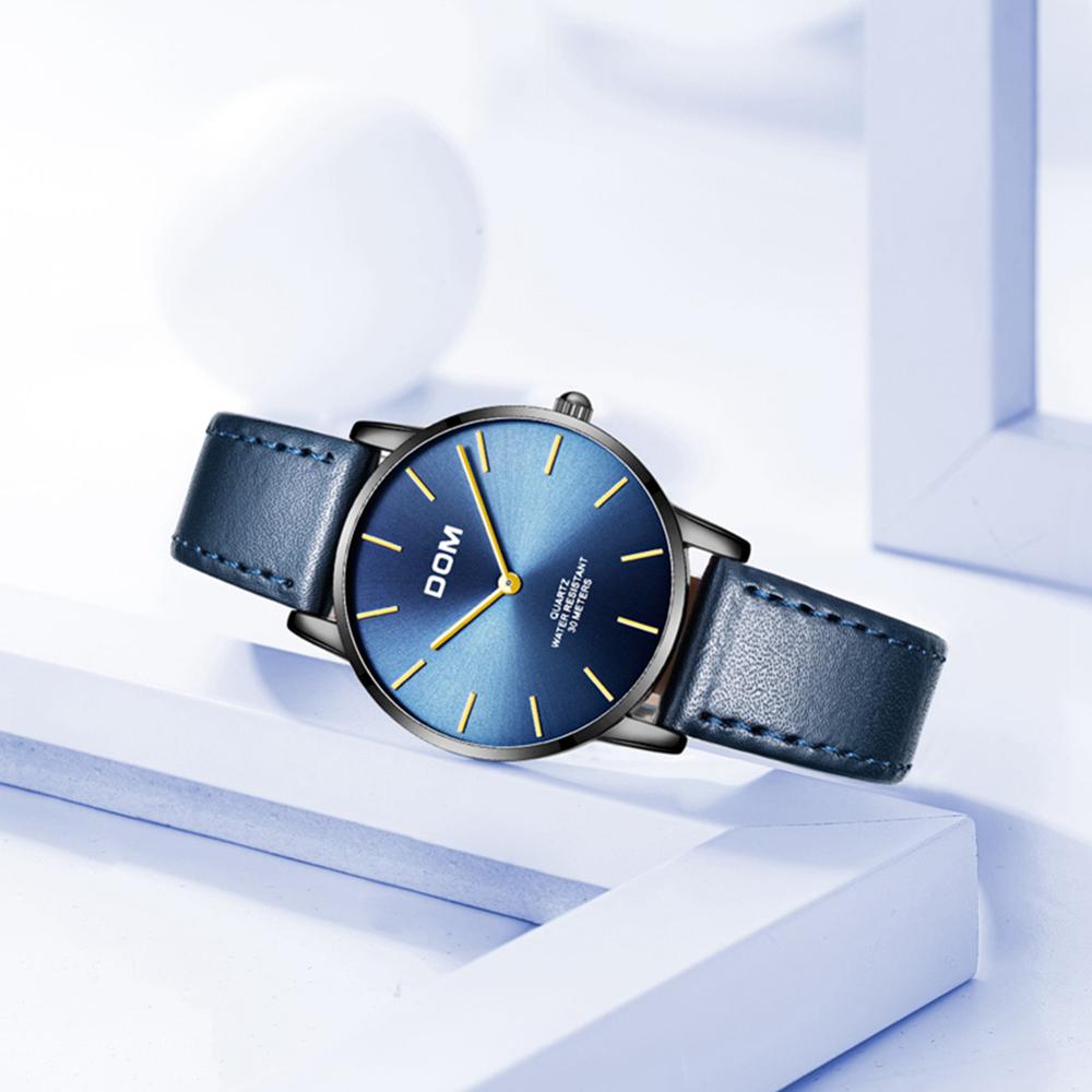 Elegant Ultra Thin Wristwatch In Blue With Elegant Ultra Thin Wristwatch In Blue With