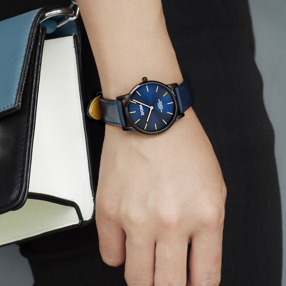 Elegant Ultra Thin Wristwatch In Blue With Elegant Ultra Thin Wristwatch In Blue With