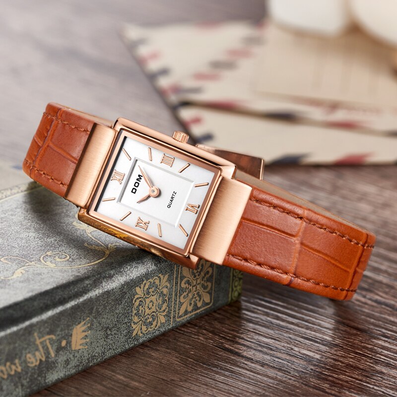 Rectangle Faux Leather Watch With Numbered Indices Rectangle Faux Leather Watch With Numbered Indices