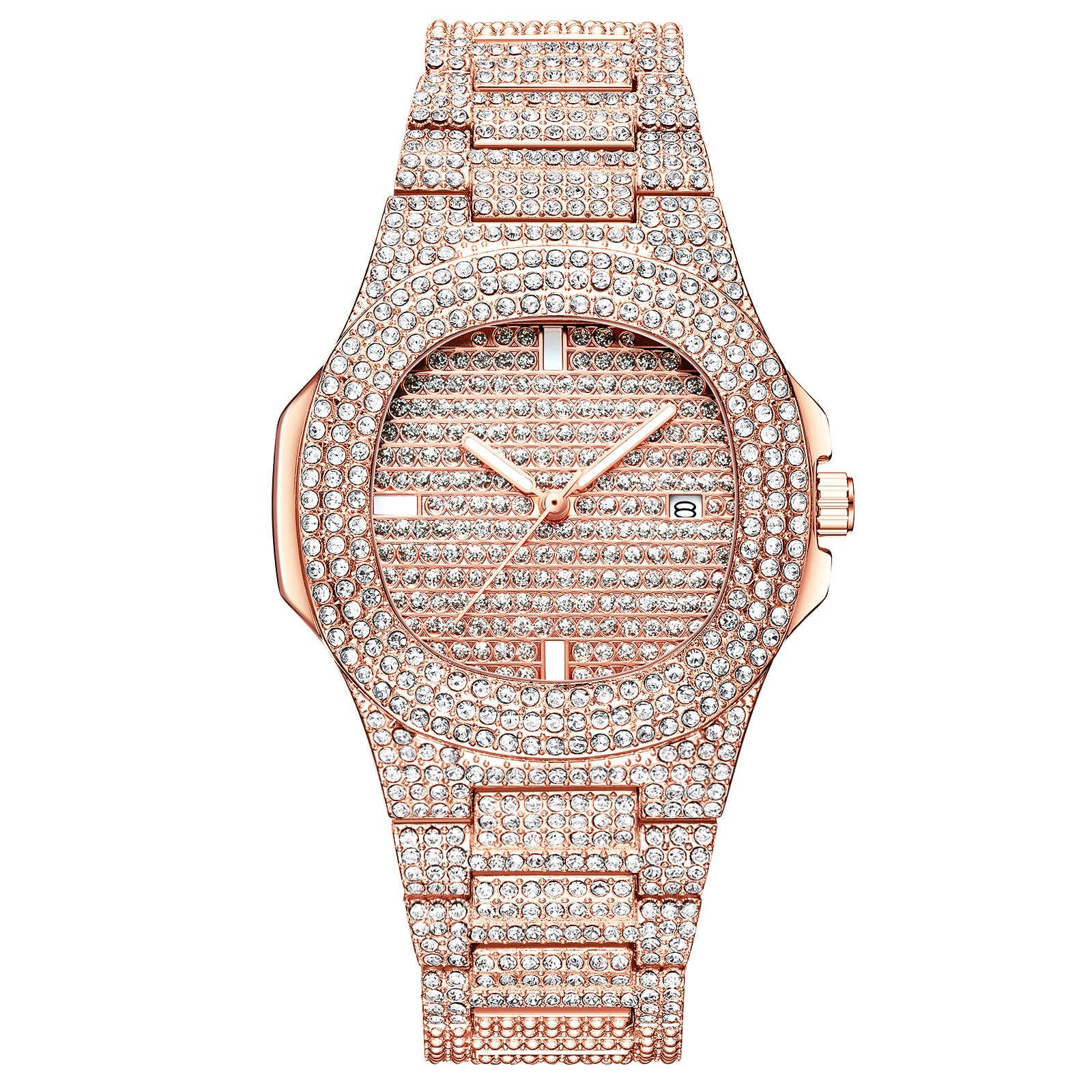 Luxury Diamond-Studded Square Quartz Wristwatch Luxury Diamond-Studded Square Quartz Wristwatch