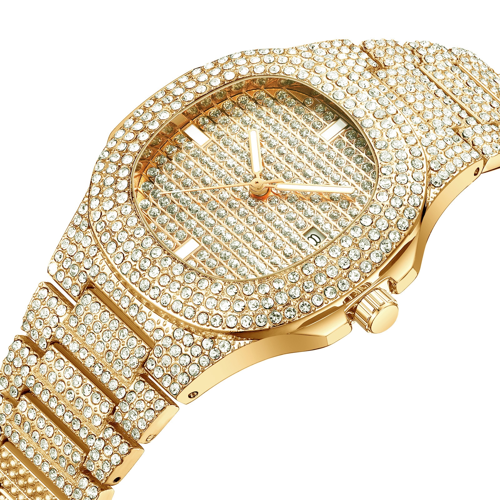 Luxury Diamond-Studded Square Quartz Wristwatch Luxury Diamond-Studded Square Quartz Wristwatch