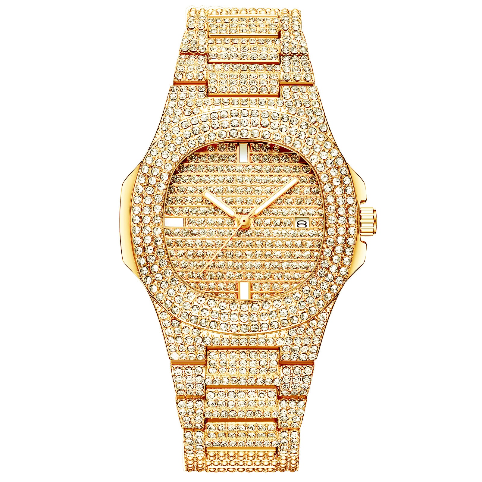 Luxury Diamond-Studded Square Quartz Wristwatch Luxury Diamond-Studded Square Quartz Wristwatch