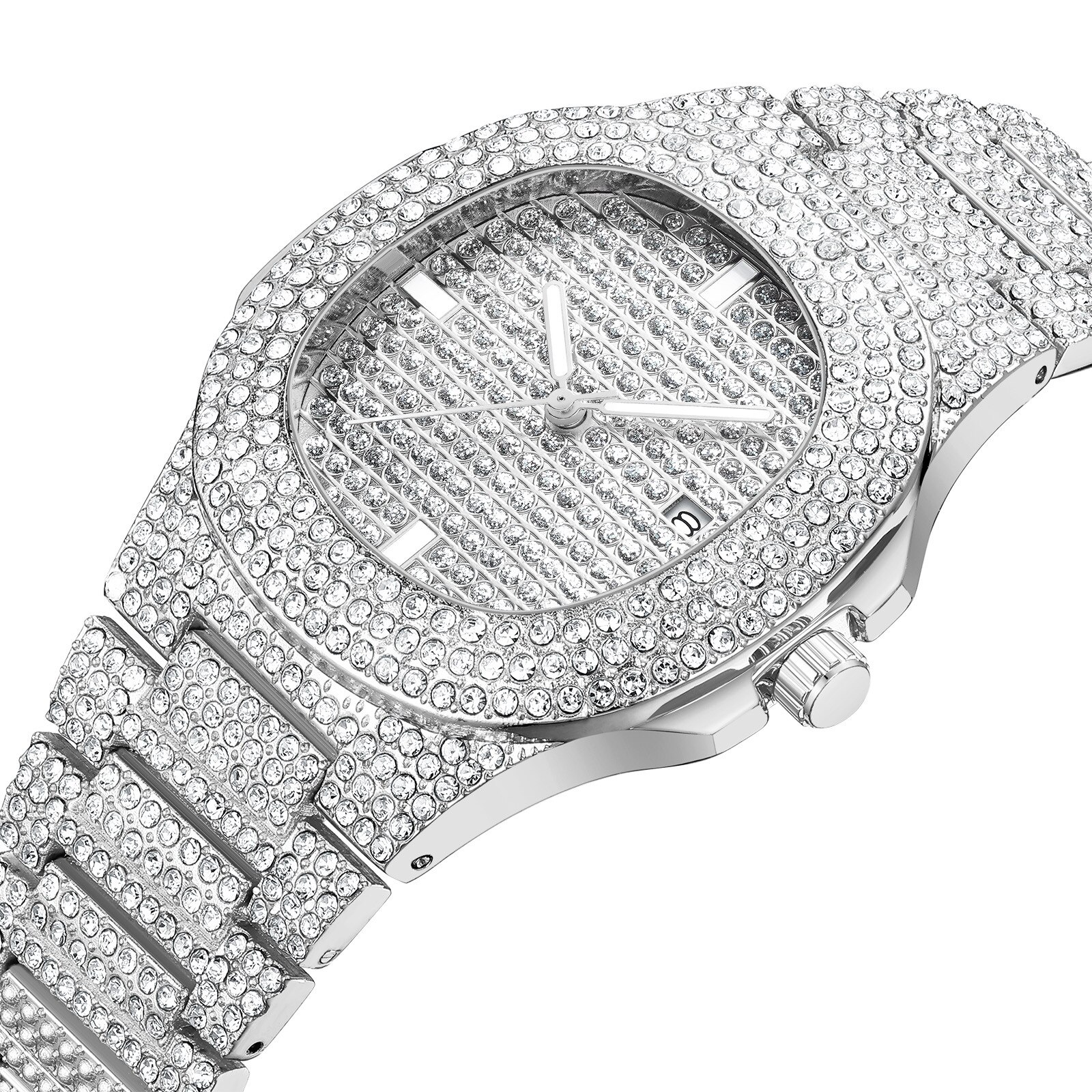 Luxury Diamond-Studded Square Quartz Wristwatch Luxury Diamond-Studded Square Quartz Wristwatch